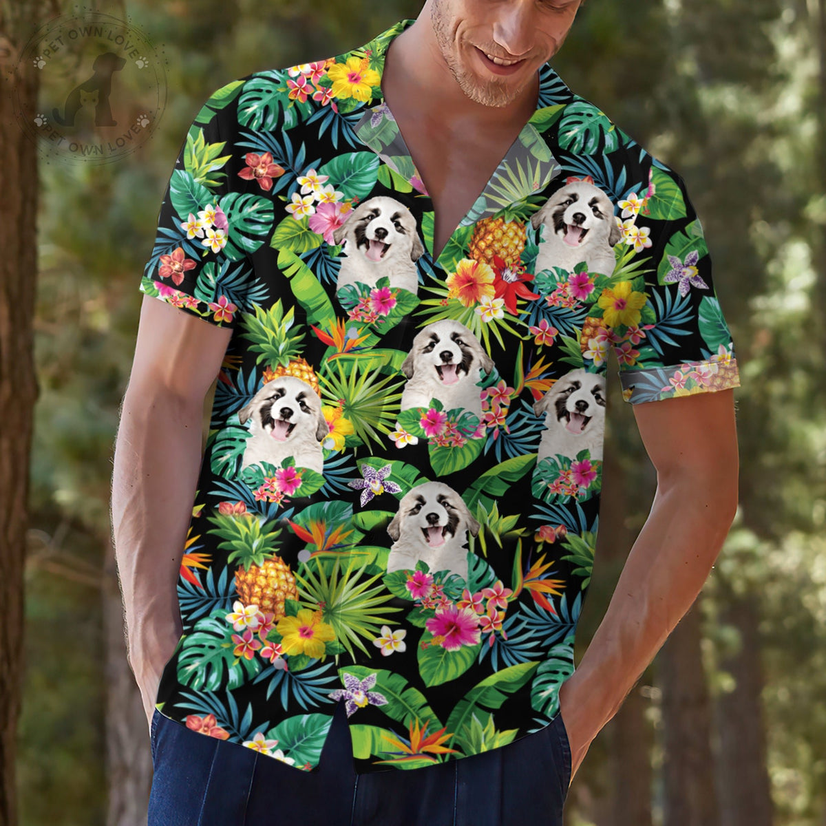 petownlove Custom Dog Funny Hawaiian Shirts, Personalized Pet Tropical Aloha Hawaii Shirt, Tropical Shirts for Men XL / 4 (+$5)