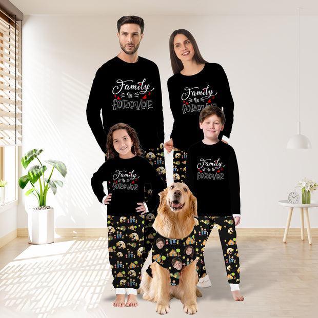 Matching Family Christmas Pajamas with Dog Face | Custom Dog Shirt Matching with Owner