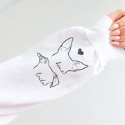 I Wear My Heart On My Sleeve with Dog Names | Personalized Pet Lover's Embroidered Sweatshirt | Dog Mom Gift