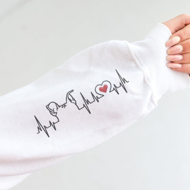 Embroidered Sweatshirt With Dog Ears On Sleeve | I Wear My Heart On My Sleeve Sweatshirt Dog