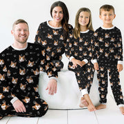 Personalized Graphic Print Family Pajamas Set with Dog Face