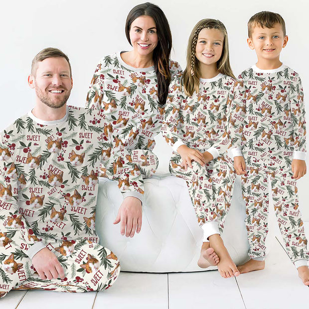 Personalized Family Pajamas Set with Pet Face on it