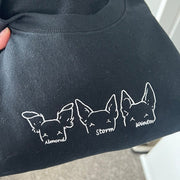 Embroidered Dog Ears on Sweatshirt, Personalized Embroidery Pet Ears Outline Sand Color, Dog Mom Gift