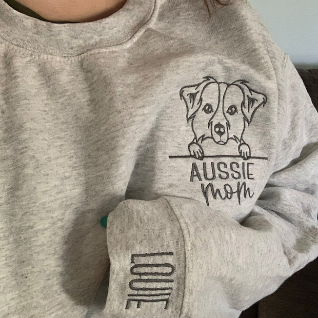 Custom Embroidered Patches Sweatshirt with Dog Face