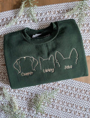 Embroidered Dog Ears Crewneck Sweatshirt