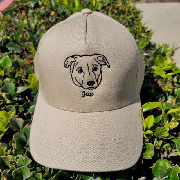 Custom Dog Face Outline Embroidered Hats, Personalized Pet Face Hat Stitching, Personalized Embroidered Baseball Caps