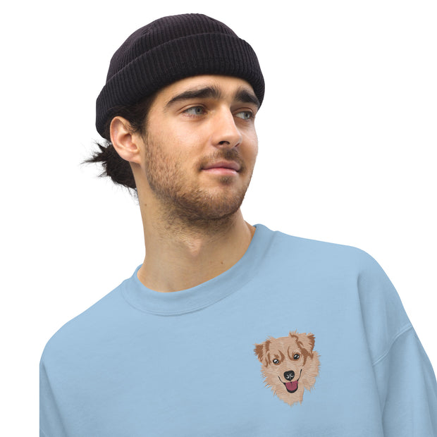 Embroidered Pet Face Sweatshirt | Customized Pet Portrait Apparel