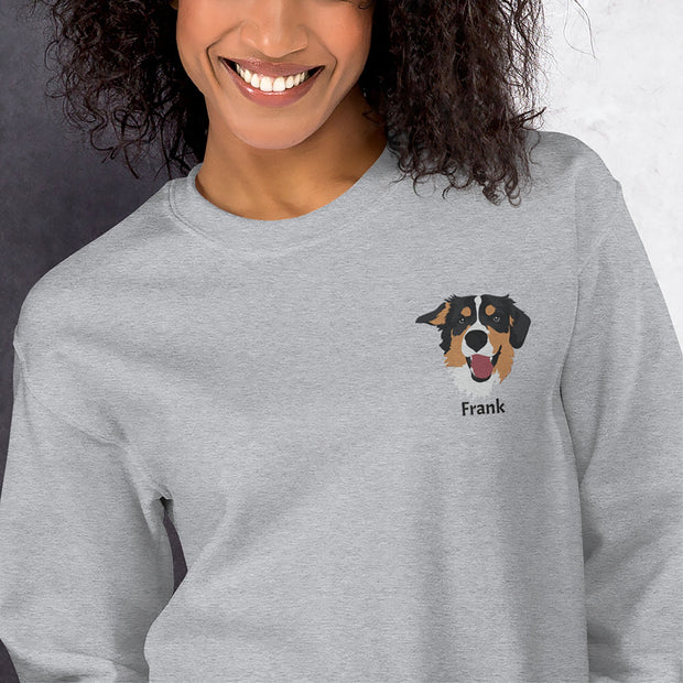 Embroidered Pet Face Sweatshirt | Customized Pet Portrait Apparel