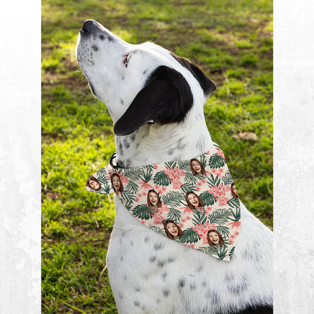 Personalized Dog Bandanas with Pet Photo, Custom Hawaii Dog Bandanas Matching Hawaii Human Shirt