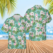 Custom Green Dog Bandanas Hawaiian, Printed Green Hawaiian Pet Bandanas Matching Hawaiian Human Shirt
