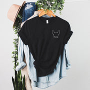 Cotton Custom Graphic Print Pet Ears Outline T- Shirt, Personalized Dog Ears Tee Shirt - petownlove