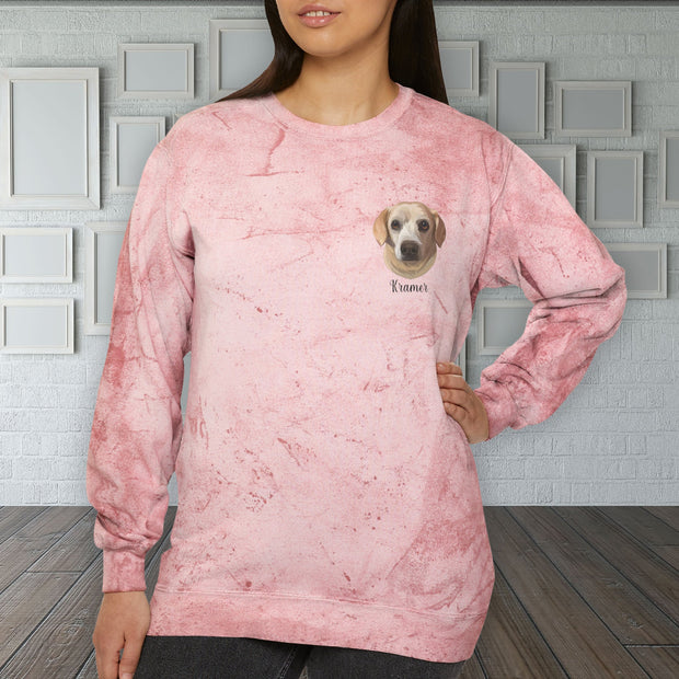 Custom Crewneck Sweatshirt with Hand Painting Dog Face, Dog Mom Gift, Pet Lover Gift, Comfort Color 1545 - petownlove