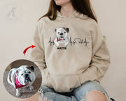Custom Cute Hand Painting Dog Face Heartbeat Hoodie, Personalized Gift - petownlove