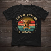 Custom Dog Face Hand-Painted T-Shirt, Live Better with Dog, Personalized Pet Lover Gift - petownlove