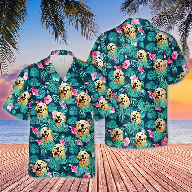 Custom Dog Hawaiian T-Shirts, Personalized Your Dog Hawaiian Shirt, Custom Pet Green Hawaiian Shirt, Cat Hawaiian Shirt - petownlove
