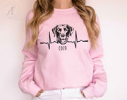 Custom Dog on Sweatshirt with Heartbeat, Personalized Gift for Mom - petownlove
