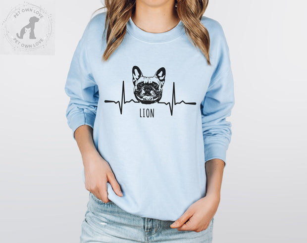 Custom Dog on Sweatshirt with Heartbeat, Personalized Gift for Mom - petownlove