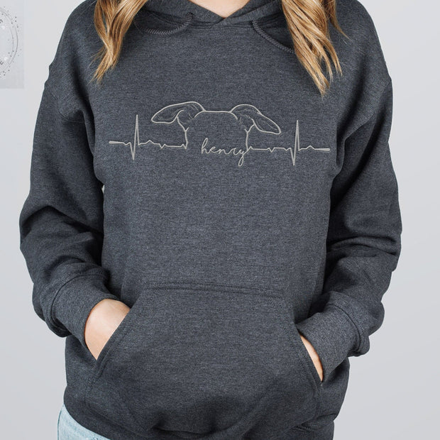 Custom Dog Outline Embroidered Hoodies, Personalized Stitching Pet Outline Hoodies - petownlove
