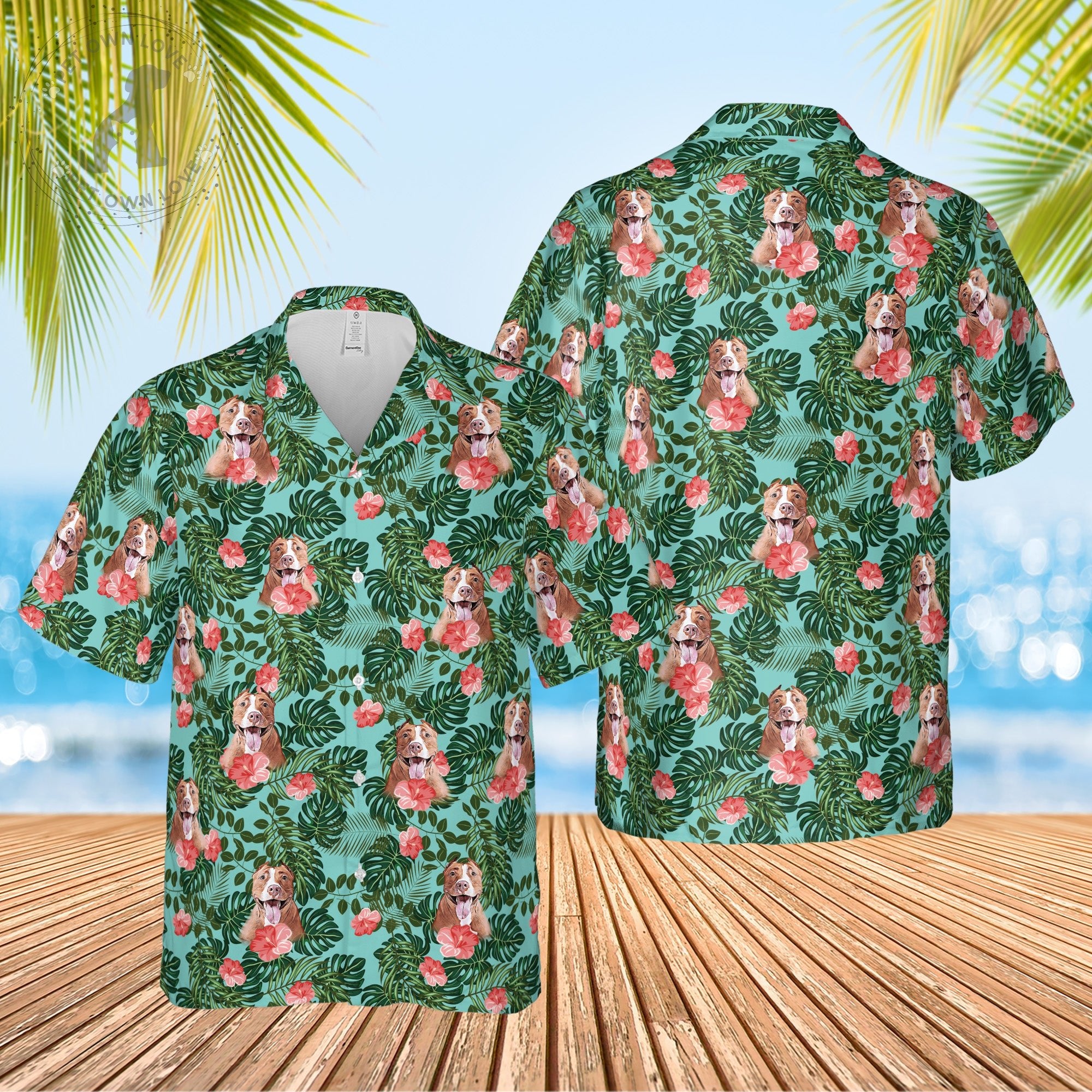 petownlove Custom Dog Funny Hawaiian Shirts, Personalized Pet Tropical Aloha Hawaii Shirt, Tropical Shirts for Men XL / 4 (+$5)