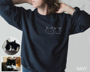 Custom Graphic Print Horse Ears Outline Crewneck Sweatshirt, Personalized Pet Ears Sweatshirt, Horse Girl Gift - petownlove