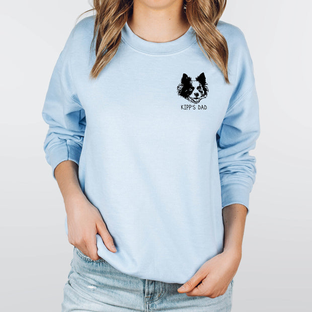Custom Graphic Print Pet Face Crewneck Sweatshirt, Personalized Minimalist Design Dog Face on Sweatshirt - petownlove