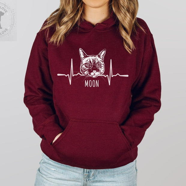 Custom Hoodie with Dog Face Heartbeat, Gift for Dog Lover - petownlove