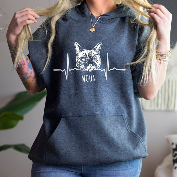 Custom Hoodie with Dog Face Heartbeat, Gift for Dog Lover - petownlove