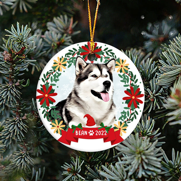 Custom Large Christmas Ornaments, White Ceramic Ornaments, Dog Memorial Ornaments, Unique Christmas Ornaments - petownlove