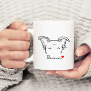 Custom Pet Hand Drawing Ears Outline Print on Mug, Personalized Dog Cat Coffee Mug, Dog Memorial Gifts, Gifts for Dog Lovers - petownlove