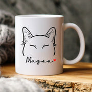 Custom Pet Hand Drawing Ears Outline Print on Mug, Personalized Dog Cat Coffee Mug, Dog Memorial Gifts, Gifts for Dog Lovers - petownlove