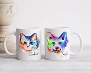 Custom Pet Hand Painting Watercolor Graphic Print on Mug, Personalized Dog Cat Coffee Mug, Dog Memorial Gifts, Gifts for Dog Lovers - petownlove