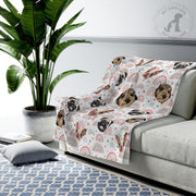 Custom Print Dog Fleece Blanket with Cute Rainbow Pattern, Customization Pet Face Blanket, 30x40 50x60 60x80 - petownlove
