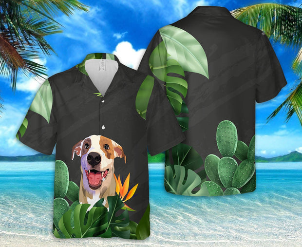 Custom Short Sleeve Hawaiian Shirt with Pet Hand-Painting, Custom Dog Portrait Hawaiian Shirt - petownlove