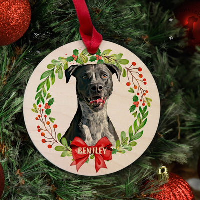 Custom Wooden Maple Dog Christmas Ornament, Xmas Gift for Mom Dad Friend - petownlove