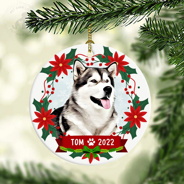 Customization Dog Photo Ornaments, Decorated White Christmas Trees, Personalized Christmas Ornaments - petownlove