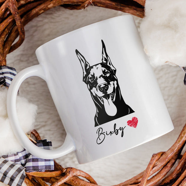 Doberman Pinchers Custom Pet Mug, Custom Pet Cup, Personalized Dog Coffee Mug, Dog Memorial Gifts, Gifts for Dog Lovers - petownlove