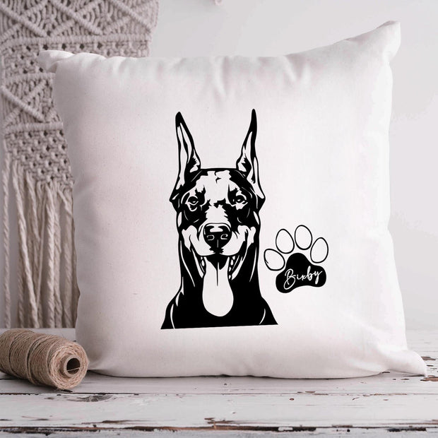 Doberman Pinchers Custom Pet Throw Pillow, Custom Pet Pillow, Personalized Dog Pillow Bed, Dog Lost Gift - petownlove