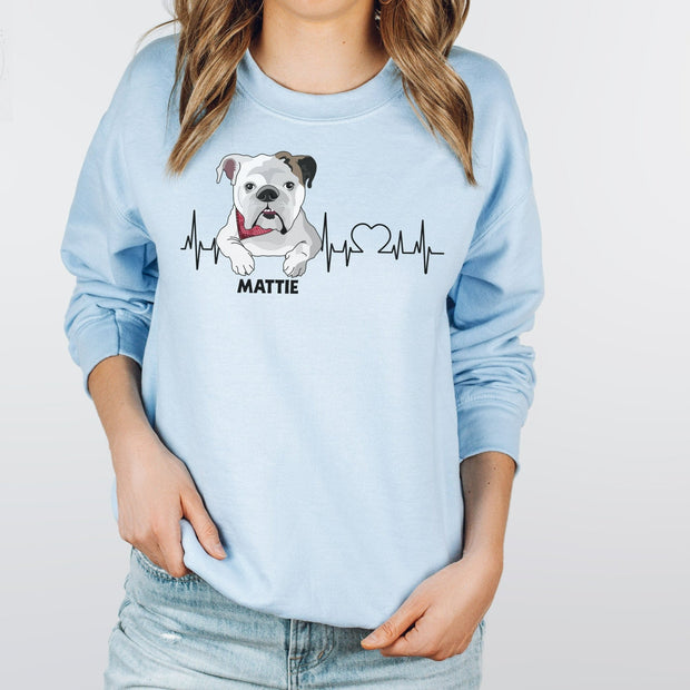 Heartbeat Dog Personalized Custom Crewneck Sweatshirt - petownlove