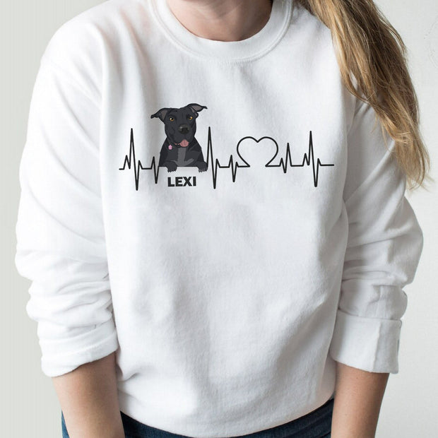Heartbeat Dog Personalized Custom Crewneck Sweatshirt - petownlove