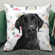 Personalize Pet Hand Painting Throw Pillow with Rainbow Pattern, Custom Pet Pillow Painting with Hand Painting - petownlove