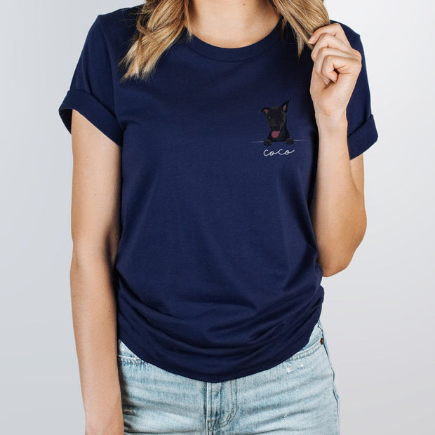 Personalized Dog Face Hand-Painted T-Shirt, Custom Dog Face Print Tee Shirt - petownlove