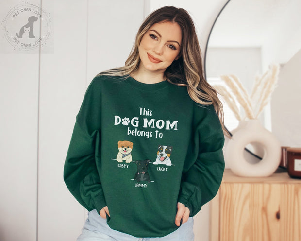 Personalized Dog Sweatshirts for Humans, Custom Dog Sweater, Dog Belong to Mom - petownlove