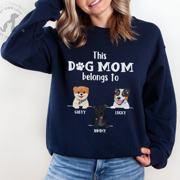 Personalized Dog Sweatshirts for Humans, Custom Dog Sweater, Dog Belong to Mom, Birthday Present - petownlove