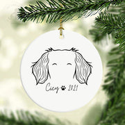 Petownlove Custom Pet Hand Drawing Ornament, Personalized Dog Ears Outline Christmas Ornament - petownlove