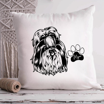 Shih Tzu Custom Pet Throw Pillow, Custom Pet Pillow, Personalized Dog Pillow Bed, Dog Lost Gift - petownlove