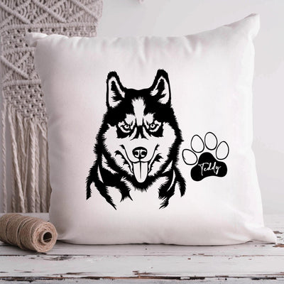 Siberian Huskies Custom Pet Throw Pillow, Custom Pet Pillow, Personalized Dog Pillow Bed, Dog Lost Gift - petownlove