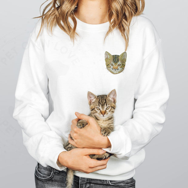 Unisex Custom Art Embroidered Dog Crewneck Sweatshirt, Personalized Pet Embroidered Sweatshirt, Dog Mom - petownlove