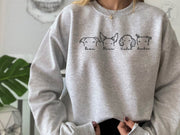 Unisex Custom Embroidered Dog Ears on Crewneck Sweatshirt, Personalized Embroidery Sweatshirt, Dog Dad Gift - petownlove