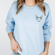 Unisex Custom Embroidered Dog Ears on Crewneck Sweatshirt, Personalized Embroidery Sweatshirt, Dog Dad Gift - petownlove