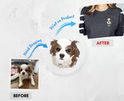 Unisex Custom Graphic Print Dog Face Hand Painting on Crewneck Sweatshirt, Pet Face Hand Painted Sweater, Dog Mom Gift - petownlove